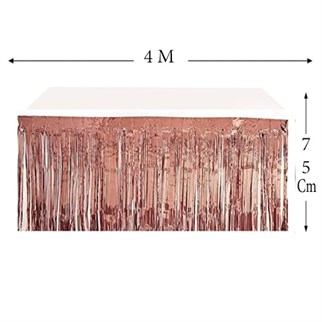 Rose Saçaklı Metalize Masa Eteği