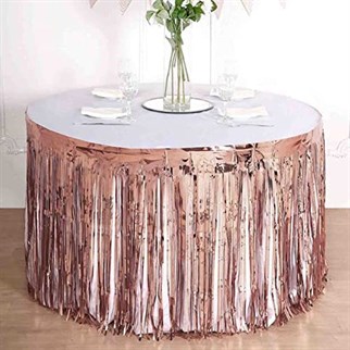 Rose Saçaklı Metalize Masa Eteği