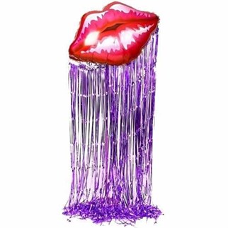 Mor Saçaklı Dudak Folyo Balon