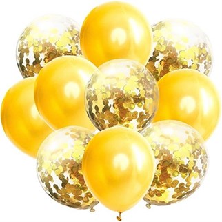 Metalik Sarı Gold Konfetili Balon