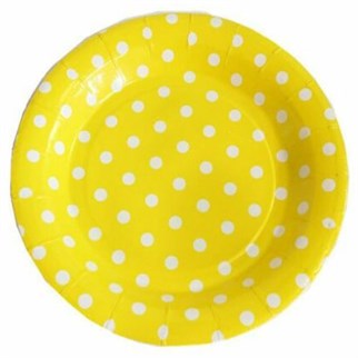 Sarı Puantiyeli Karton Tabak 8 Adet