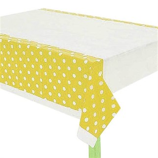 Sarı Puantiyeli Masa Örtüsü 120 x 180 cm