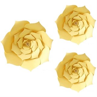 Sarı Renkli 3 Boyutlu Dekoratif Kağıt Çiçek 30 Cm 2 Adet