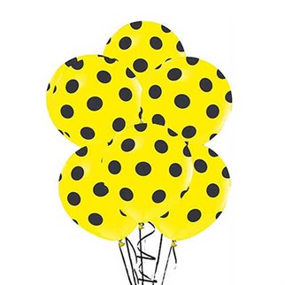 Sarı Üzerine Siyah Puantiyeli Balon 14 Adet