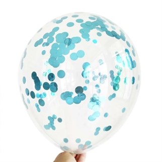 Şeffaf Açık Mavi Konfetili Balon 10 Adet