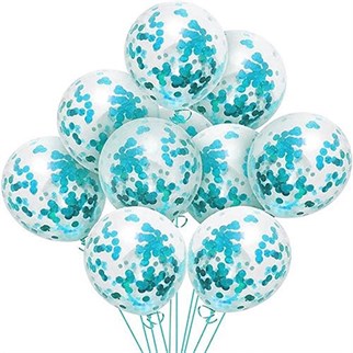 Şeffaf Açık Mavi Konfetili Balon 10 Adet