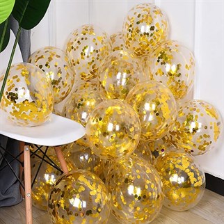 Şeffaf Gold Konfetili Balon 10 Adet