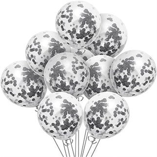 Şeffaf Gümüş Konfetili Balon 10 Adet