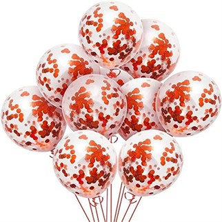 Şeffaf Kırmızı Konfetili Balon 10 Adet