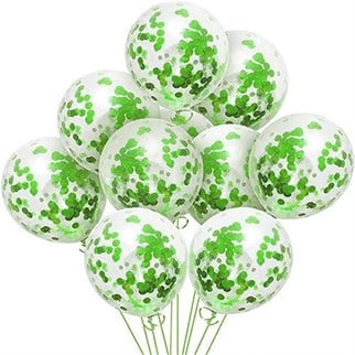 Şeffaf Yeşil Konfetili Balon 10 Adet