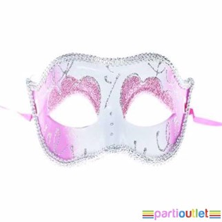 Simli Balo Parti Maskesi Pembe