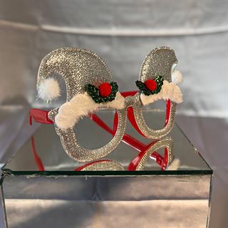 Simli Yılbaşı Şapka Gözlük Gümüş