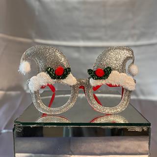 Simli Yılbaşı Şapka Gözlük Gümüş