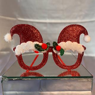 Simli Yılbaşı Şapka Gözlük Kırmızı