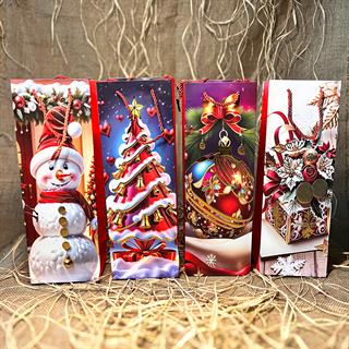 Şişe Boy Karton Çanta Kırmızı 12 Adet