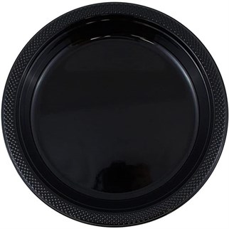 Siyah Renk Plastik Tabak 25 Adet