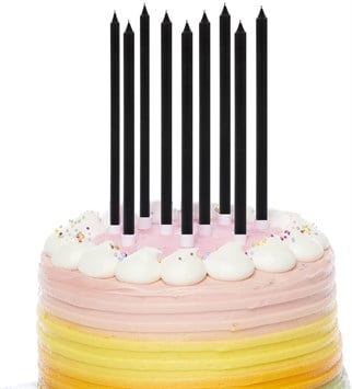 Siyah Çubuk Mum Adet 7 Adet 21 Cm