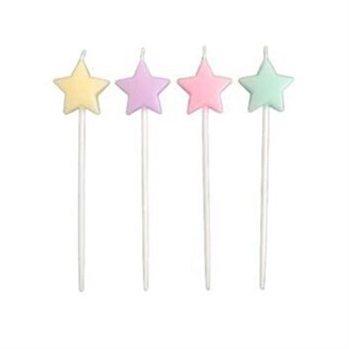Soft Renkler Yıldız Mum 4 Adet