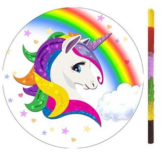 Unicorn Gökkuşağı Pinyata + Sopası