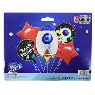 Uzay Temalı Roket Folyo Balon 5 Adet