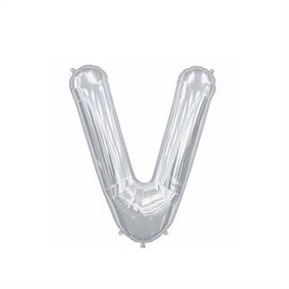 V Harf Folyo Gümüş Balon Küçük 35 cm