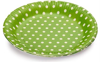 Yeşil Puantiyeli Karton Tabak 8 Adet