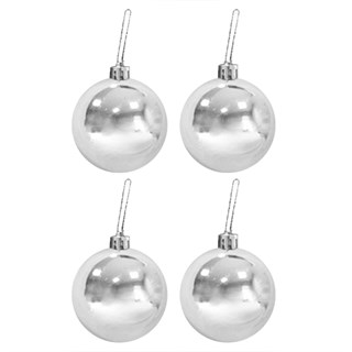 Yılbaşı Ağacı Gümüş Top Süs 6 Adet 6 Cm