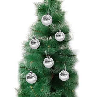 Yılbaşı Ağacı Gümüş Top Süs 6 Adet 6 Cm
