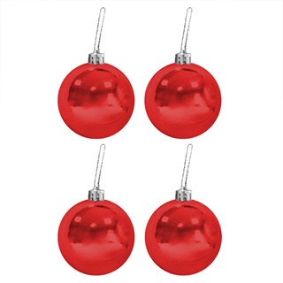 Yılbaşı Ağacı Kırmızı Top Süs 6 Adet 6 Cm