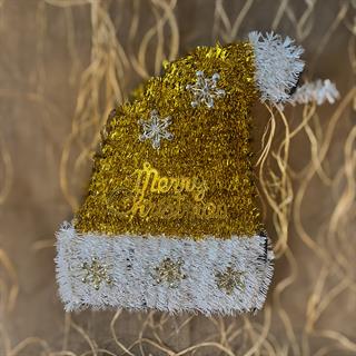 Yılbaşı Gold Şapka Asma Süs