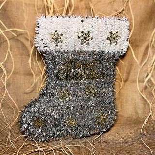 Yılbaşı Gümüş Çorap Asma Süs