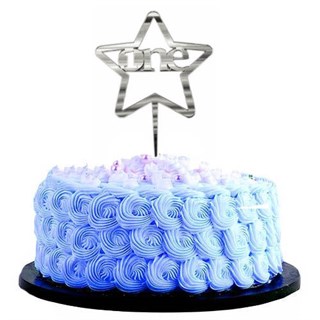 Yıldızlı One Pasta Süsü Gümüş Renkli