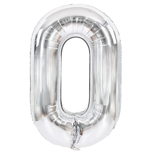 0 Rakam Folyo Gümüş Balon Küçük 35 cm