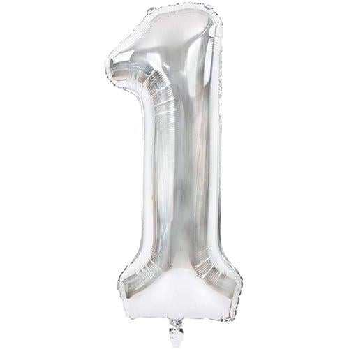 Gümüş Renk 76 cm1 Rakam Folyo Balon Gümüş 76 cm