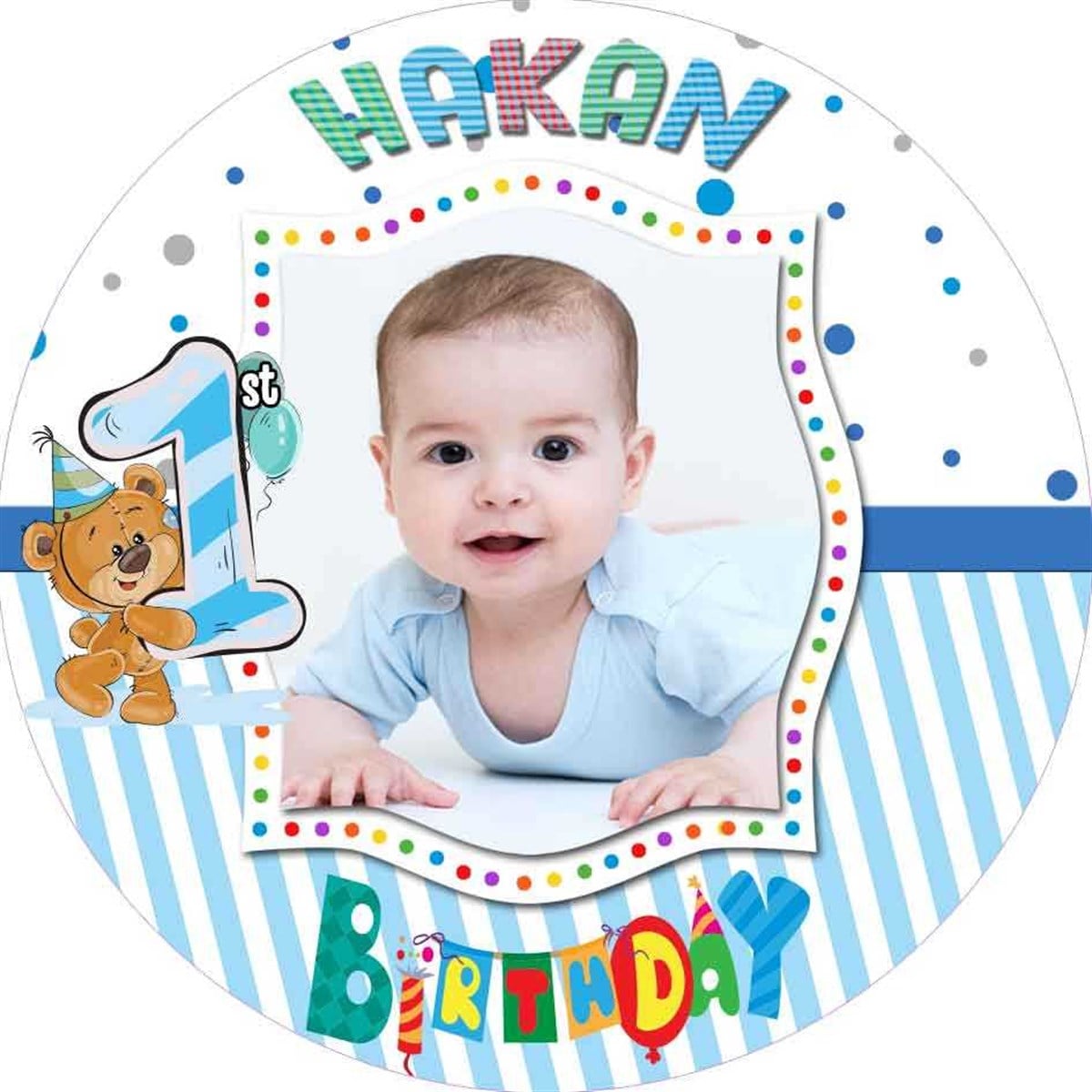 1 Yaş Ayıcık Kişiye Özel Sticker 24 Adet