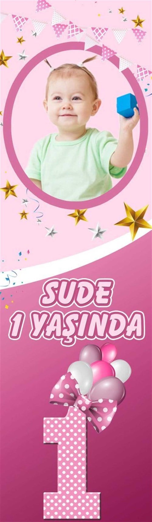 1 Yaş Kız Kişiye Özel Kitap Ayracı 10 Adet