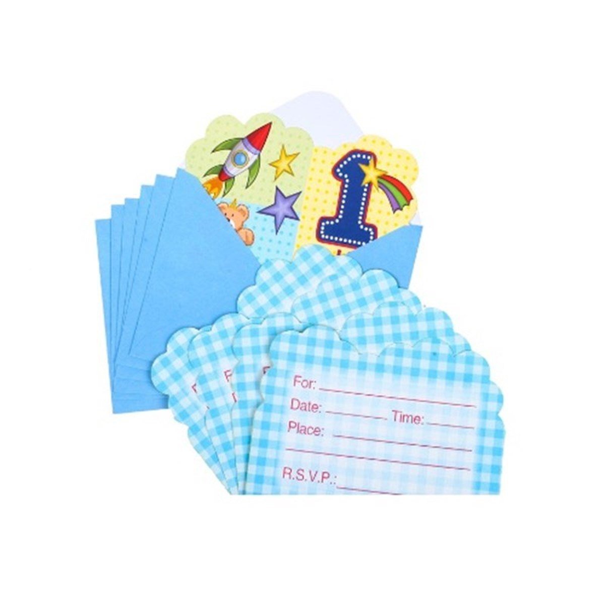 1 Yaş Mavi Davetiye 8 Adet