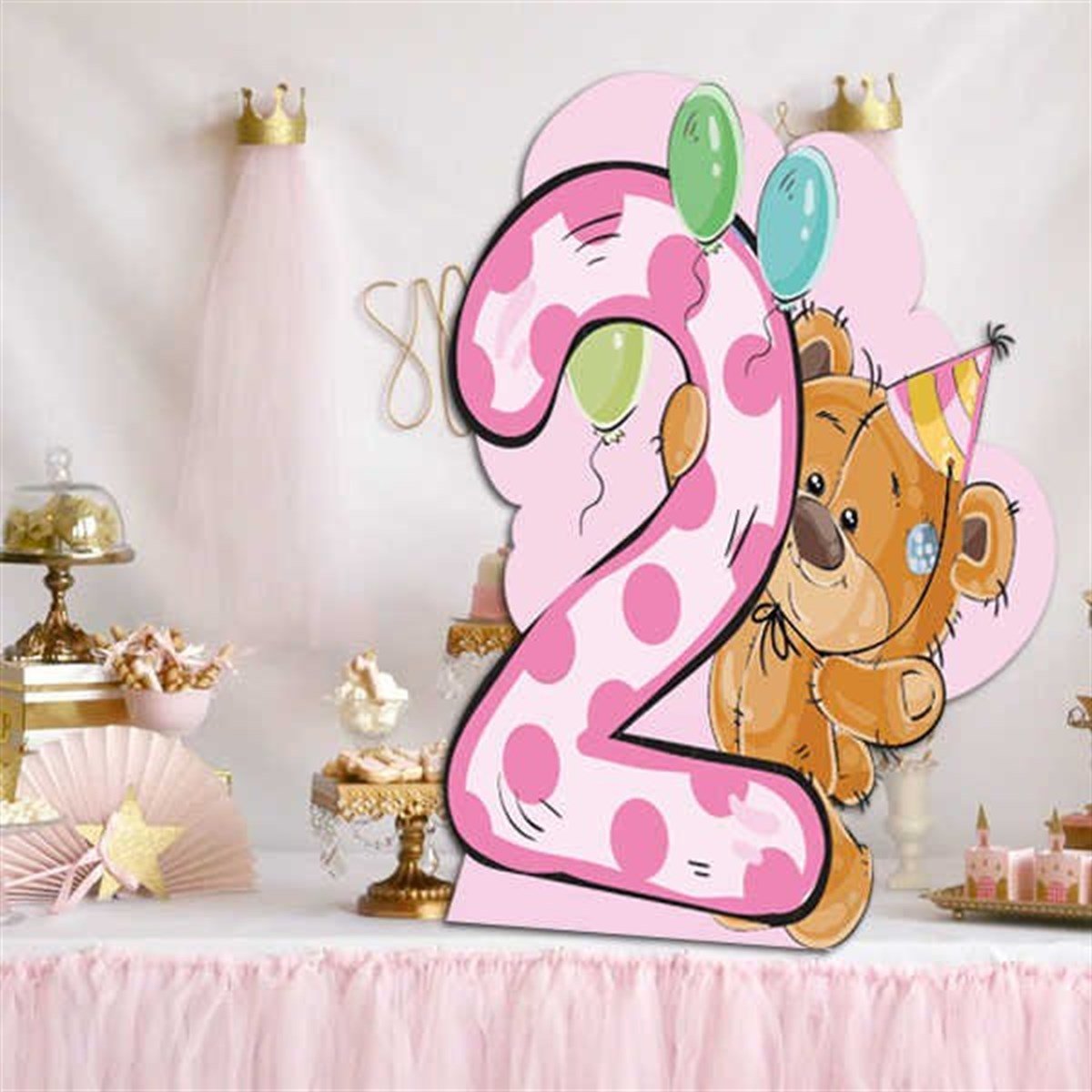 2 Yaş Ayıcık Masa Üstü Ayaklı Pano