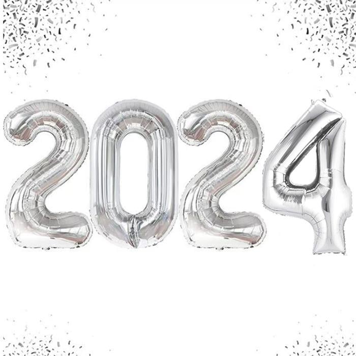 Yılbaşı Balonları2024 Rakam Folyo Balon Gümüş 35 Cm