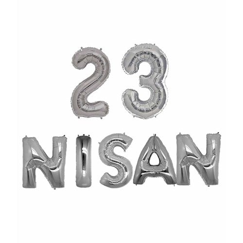23 Nisan Gümüş Folyo Balon 76 Cm