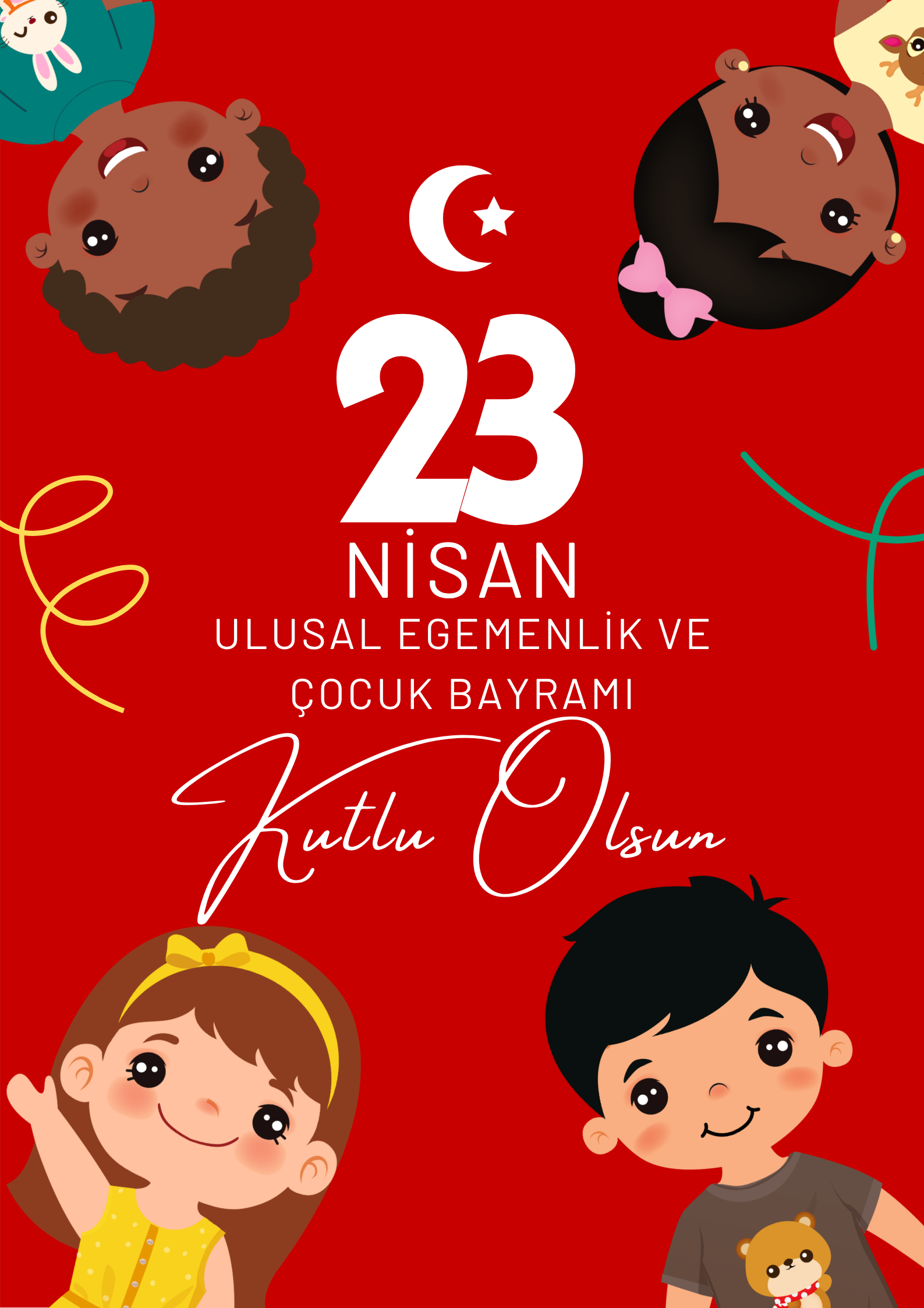 Ulusal Bayramlar23 Nİsan Kırmızı Afiş