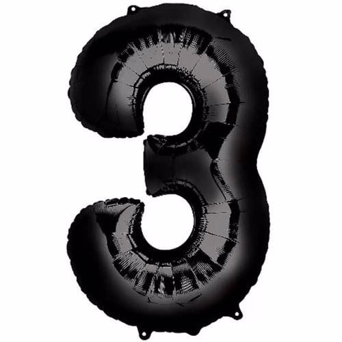 3 Rakam Folyo Balon Siyah 100 cm