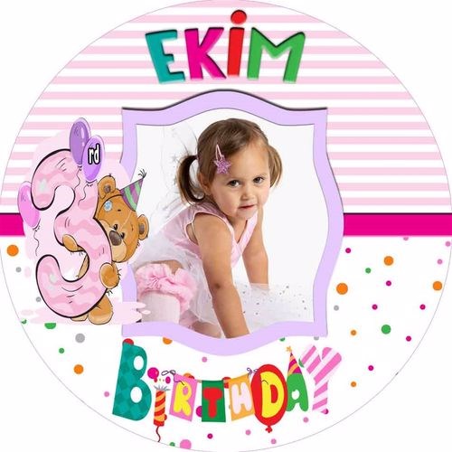 3 Yaş Kız Kişiye Özel Sticker 24 Adet