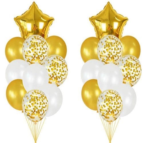 30 Adet Gold Yıldız Uçan Balon Demeti