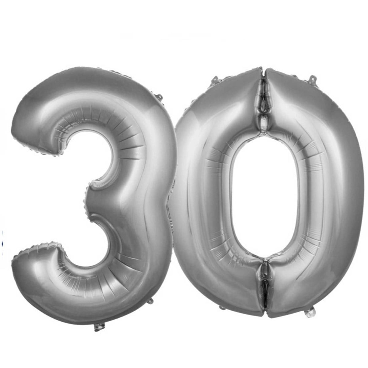 30 Yaş Balonu Gümüş Renk 90 cm