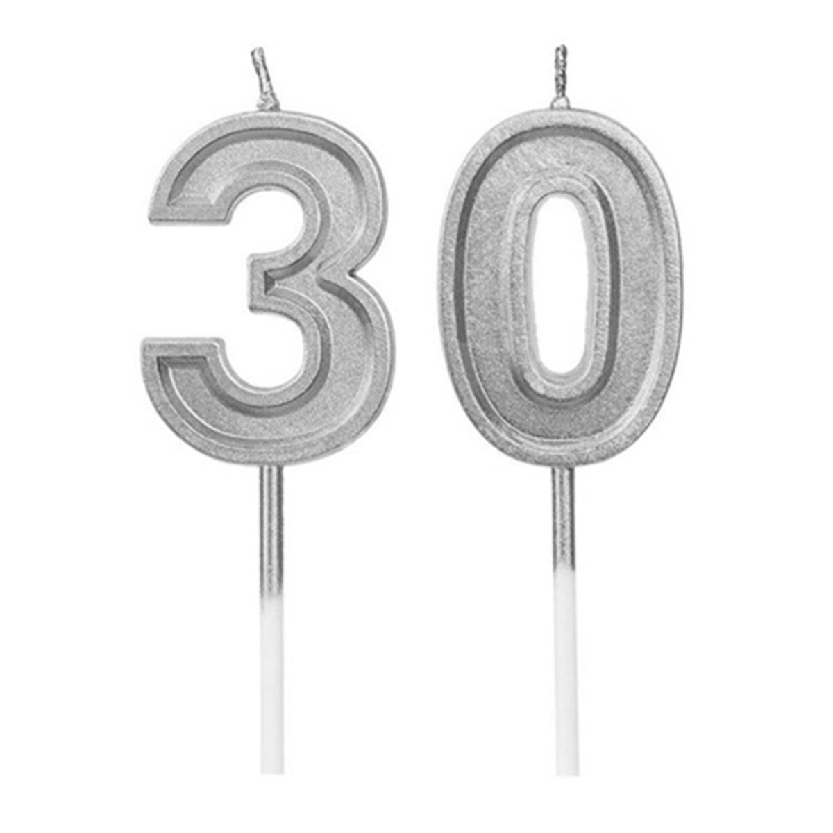 30 Yaş Gümüş Rakam Mum