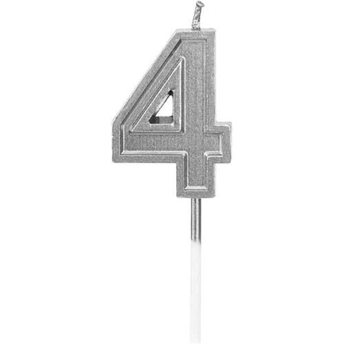 4 Rakam Gümüş Renk Mum