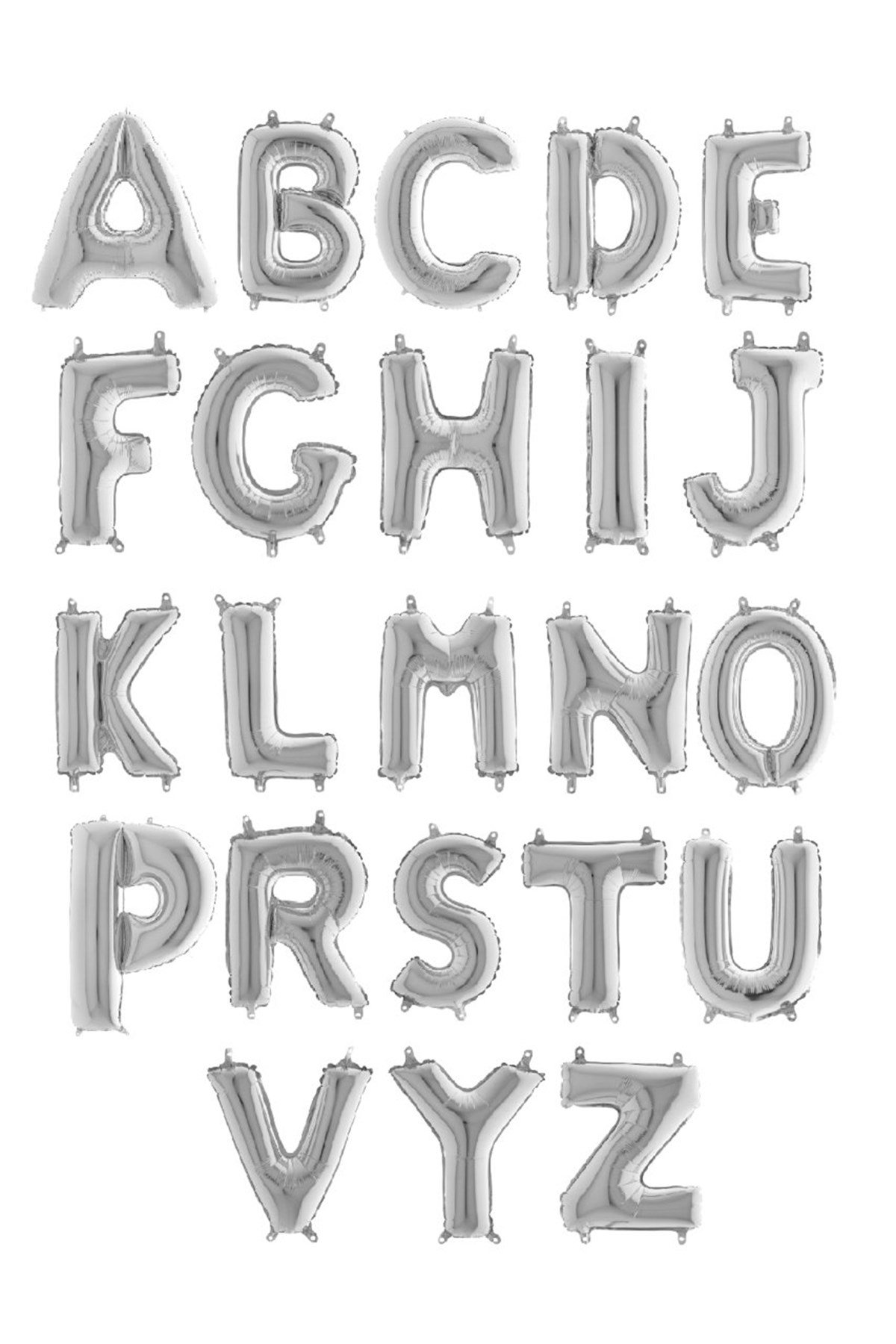 40 Harf Folyo Balonlar Gümüş Renk 100 Cm
