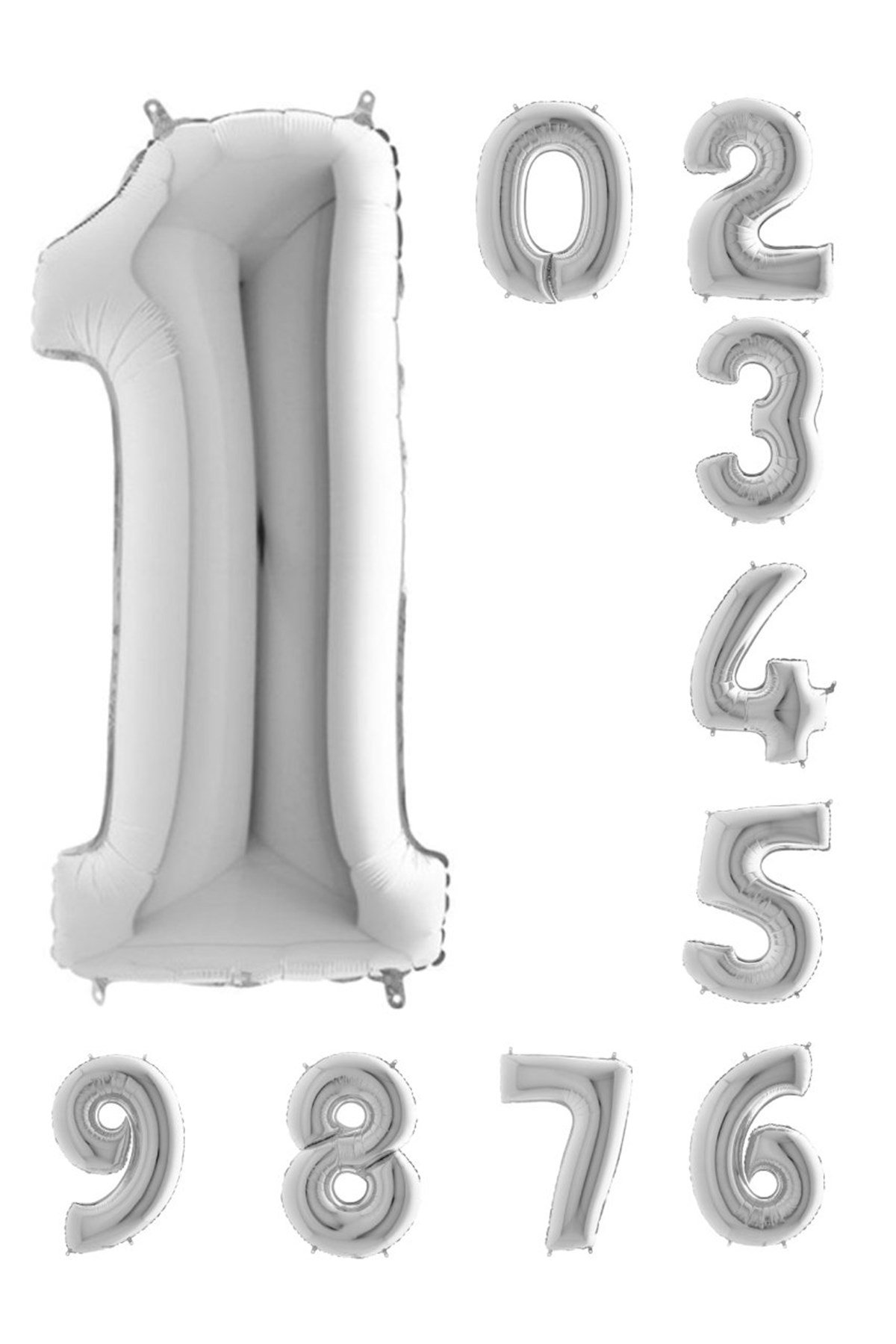 40'' Rakam Folyo Balonlar Gümüş Renk