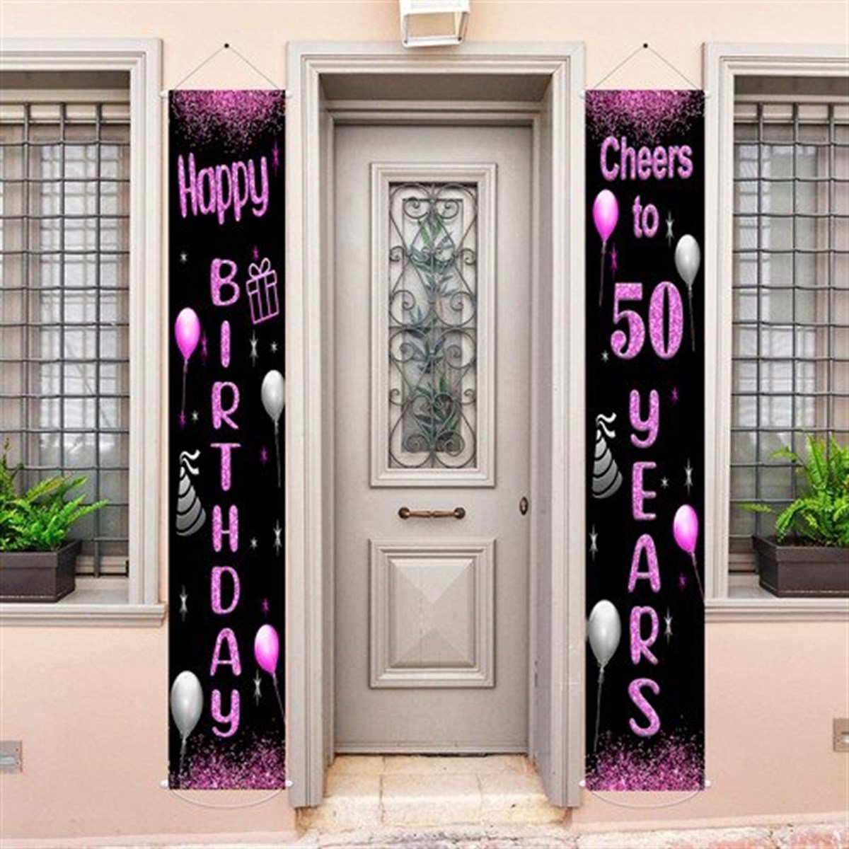 50 Yaş Fuşya Bayrak Flama 2 Adet